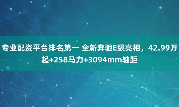 专业配资平台排名第一 全新奔驰E级亮相，42.99万起+258马力+3094mm轴距